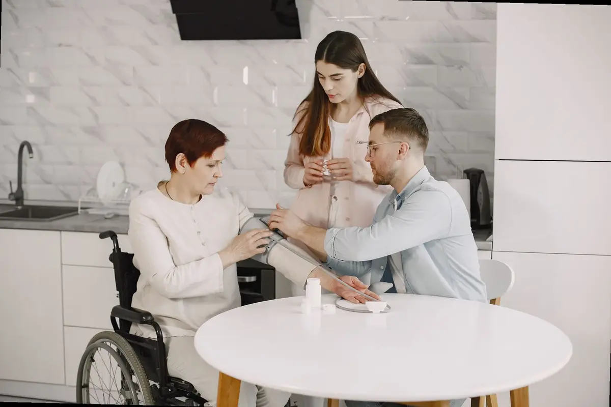 family administering cough syrup at home